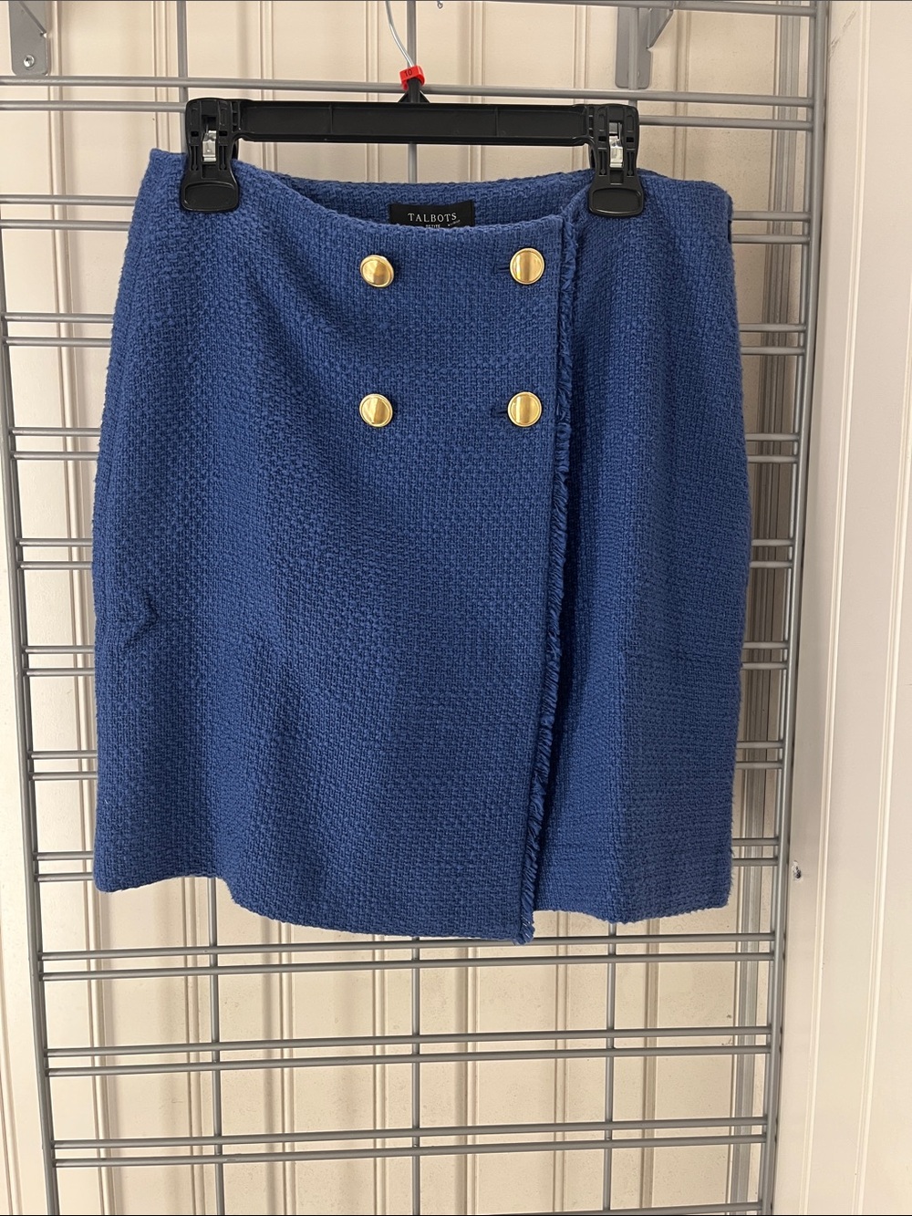 Talbots Royal Blue Textured Double-Button Mini Skirt